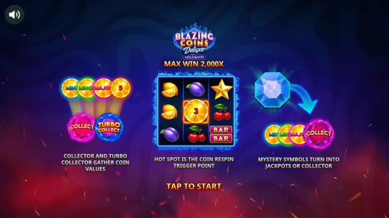 Blazing Coins Deluxe hovedmeny