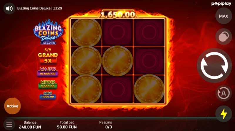 Blazing Coins Deluxe Respin spillskjerm
